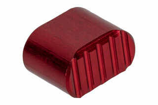 Rise Armament textured AR15 Mag Release Button is red anodized